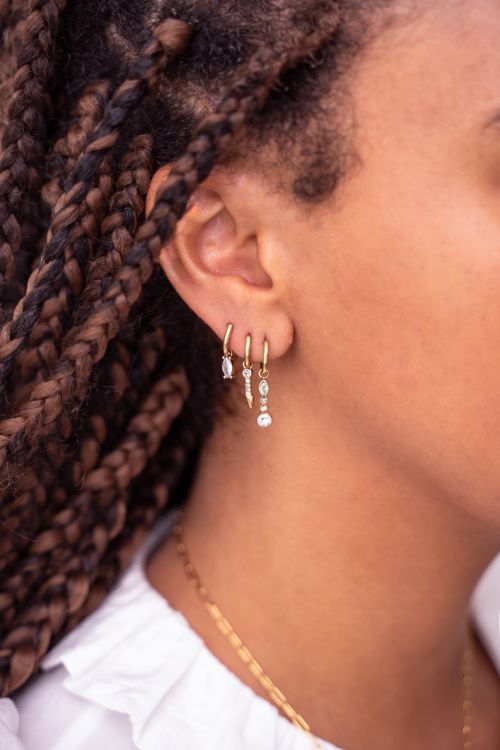 Set of three hoop earrings with charms and silver stones | My Jewellery