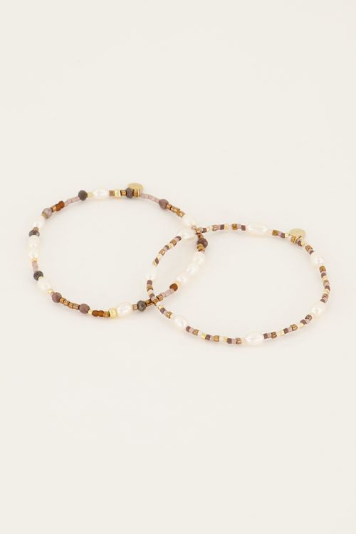 Shapes bruine kralen armbanden set
