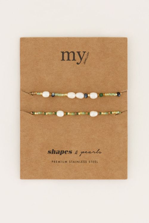 Shapes groene kralen armbanden set