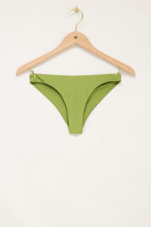 Grüne Bikini Hose mit V-Form glänzend