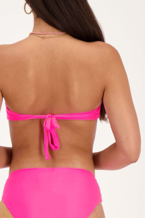Shiny pink knot-front bikini top | My Jewellery