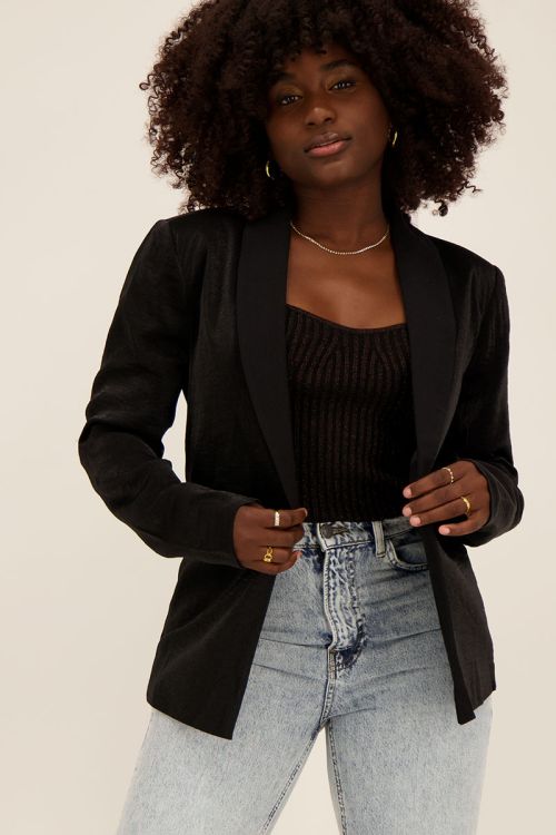 Shiny black blazer shop