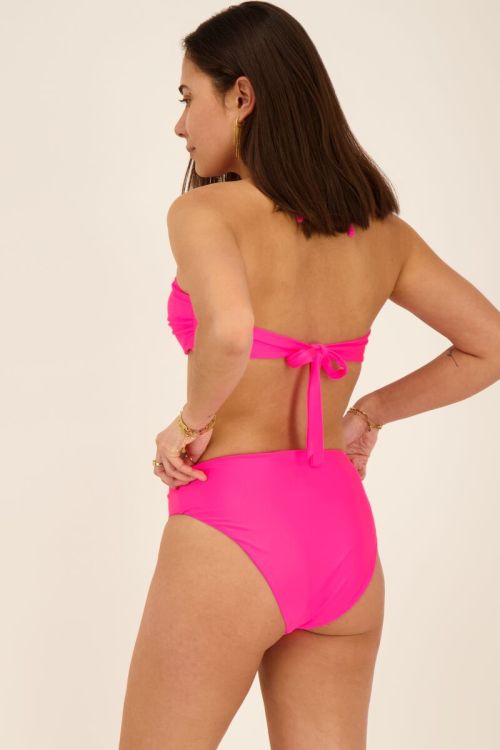 Shiny neon pink high-waisted bikini bottoms  | My Jewellery
