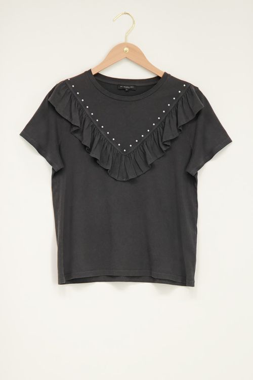Shirt with studs and acid wash