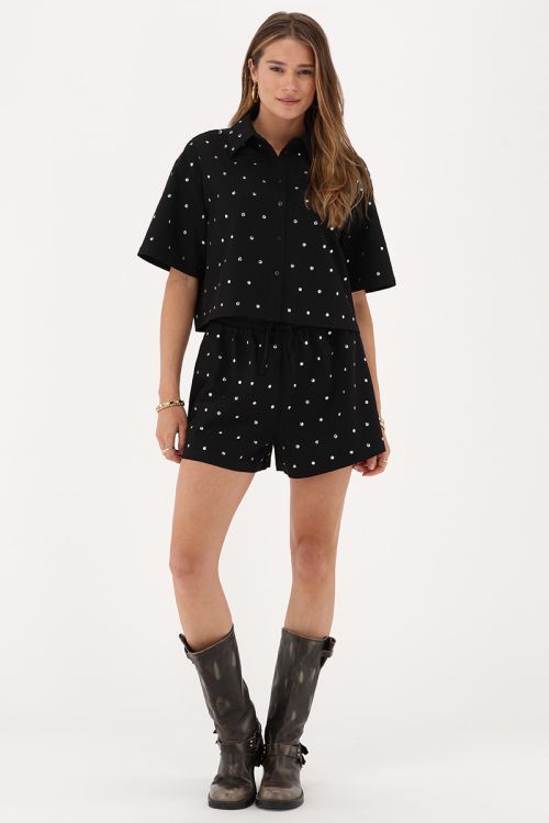 Black shorts with silver studs | My Jewellery