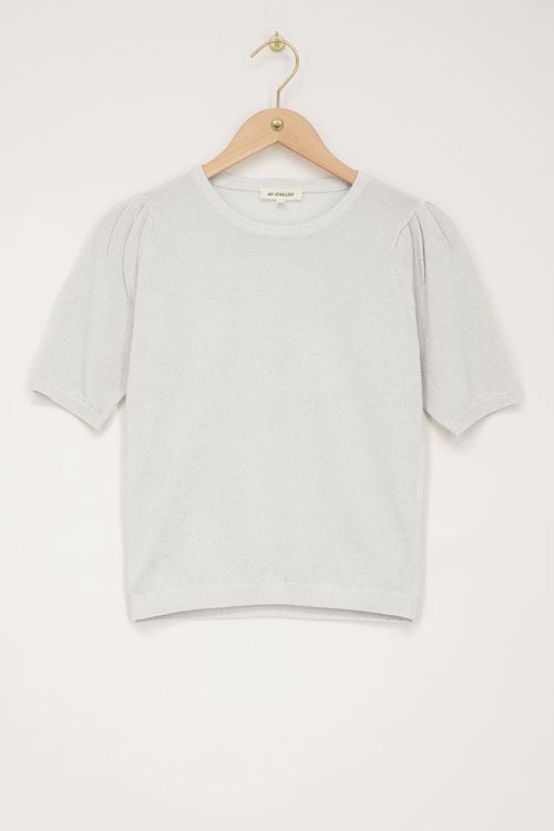 Silver lurex top with short sleeves | My Jewellery