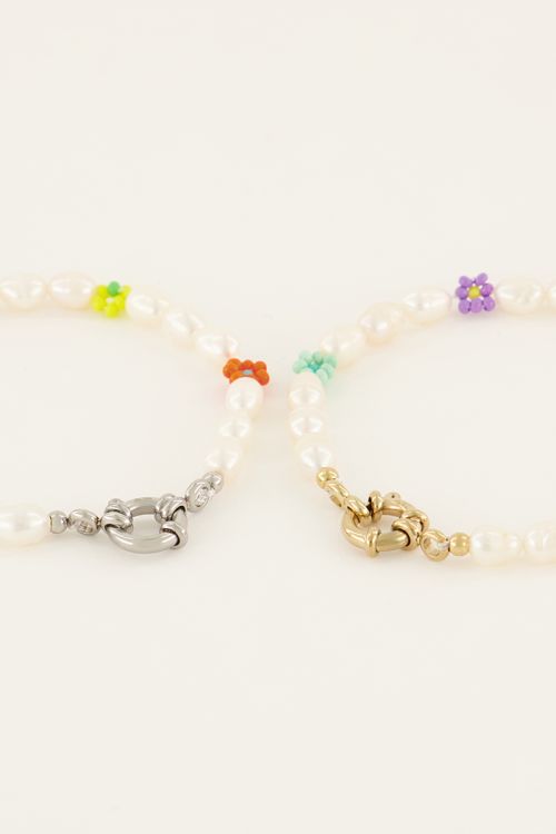 Souvenir armband met parels en bloemen | My Jewellery