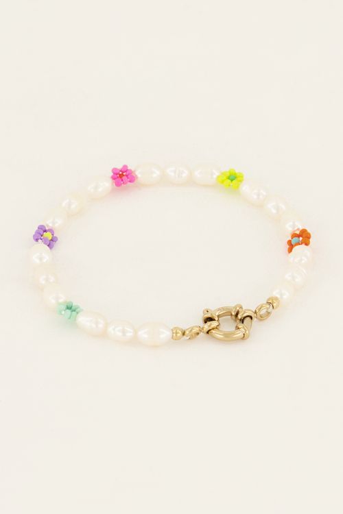 Souvenir armband met parels en bloemen | My Jewellery