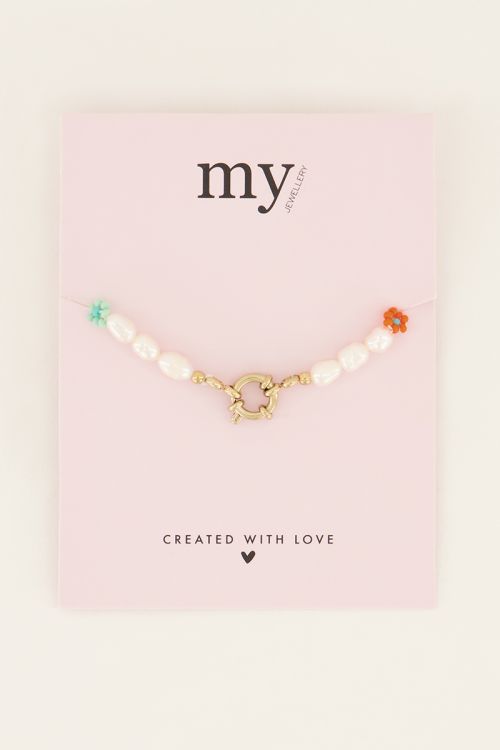 Souvenir armband met parels en bloemen | My Jewellery