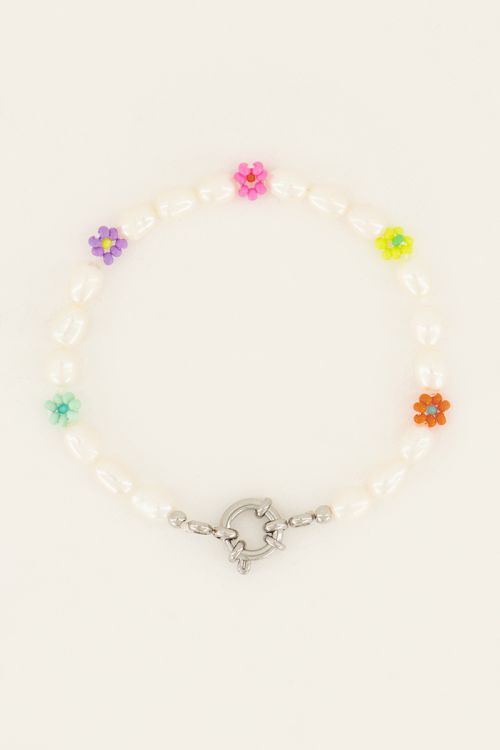Souvenir armband met parels en bloemen | My Jewellery