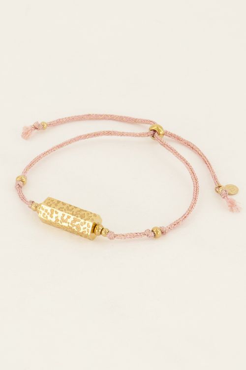 Souvenir roze armband met panterprint bedel