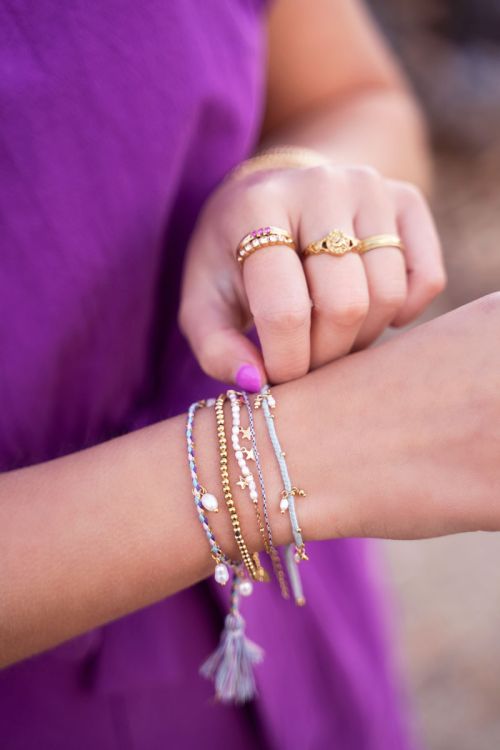 Souvenir gevlochten blauwe armband met parels | My Jewellery