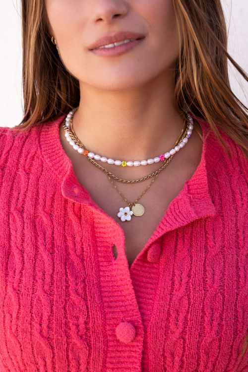 vloeistof shuttle Kwaadaardige tumor Souvenir ketting met parels en bloemen | My Jewellery