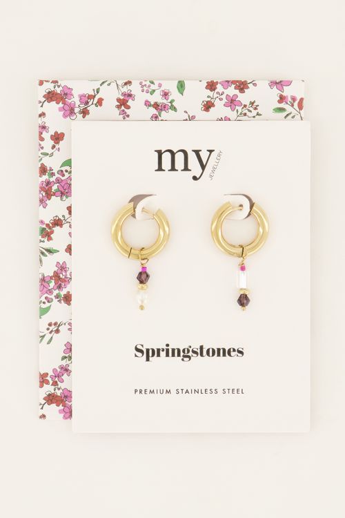 Springstones oorringen met kralen hanger | My Jewellery