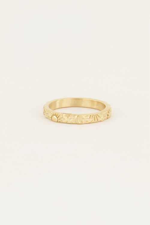 Starmood ring met ster & maan smal