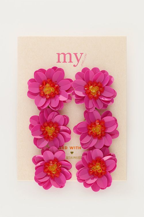 Statement earrings with pink flowers | My Jewellery