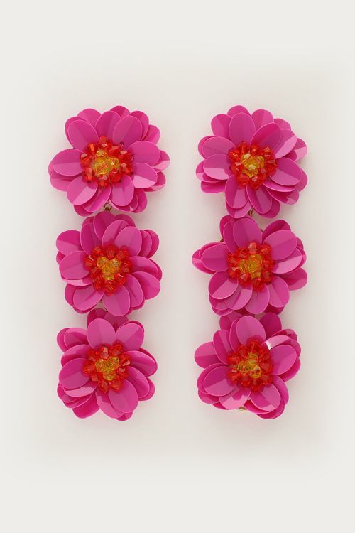 Statement earrings with pink flowers | My Jewellery