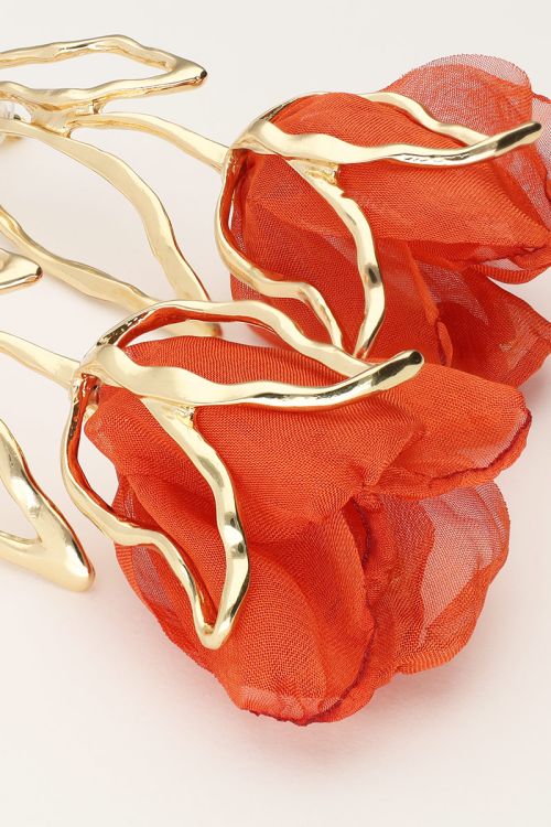 Statement earrings with orange tulip | My Jewellery