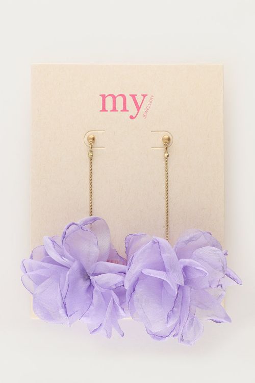 Statement earrings with purple flower | My Jewellery