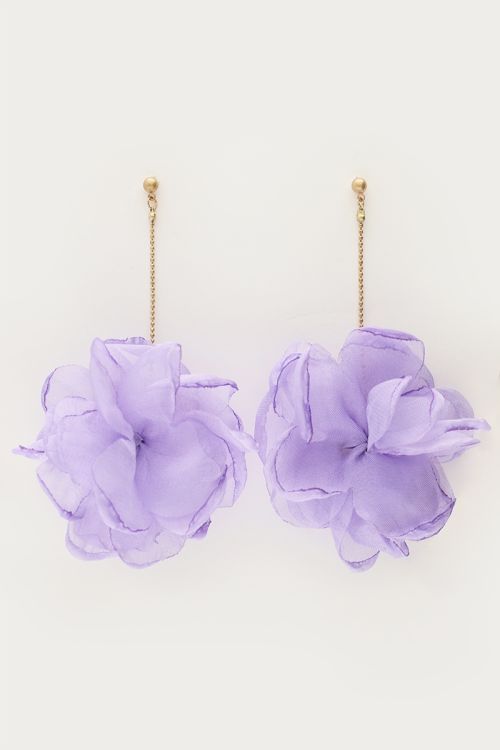Statement earrings with purple flower | My Jewellery