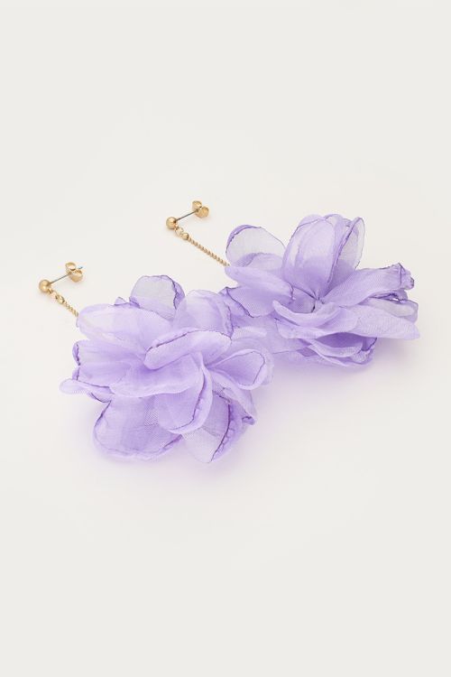 Statement earrings with purple flower | My Jewellery