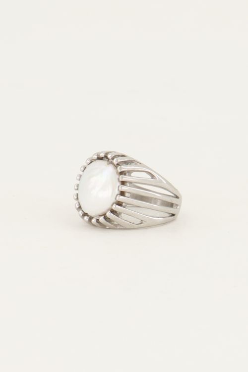 Statement ring met parel