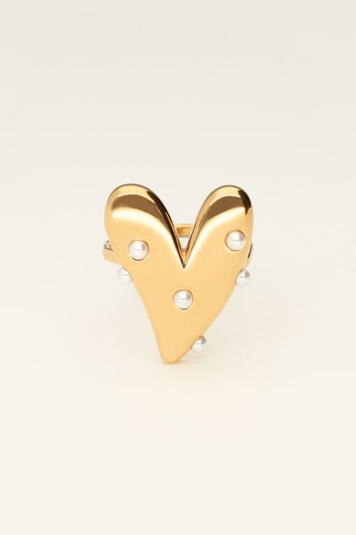 Statement ring with big heart and pearls | My Jewellery