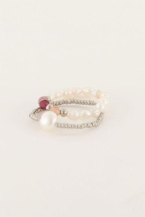 verwijderen Inloggegevens Geheim Stretch ring set with pearls & beads | My Jewellery