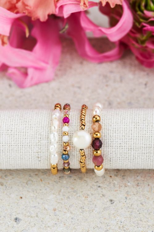 Stretch ringen set met parels & kralen mix | My Jewellery