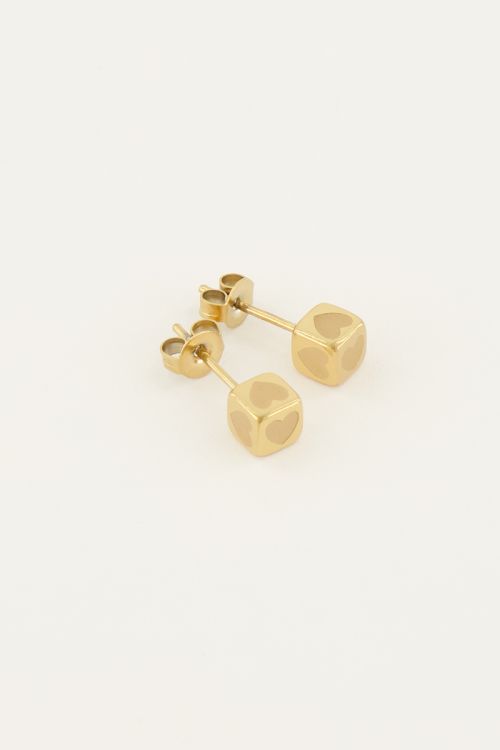 Studs blokje hart | Oorbellen | My Jewellery