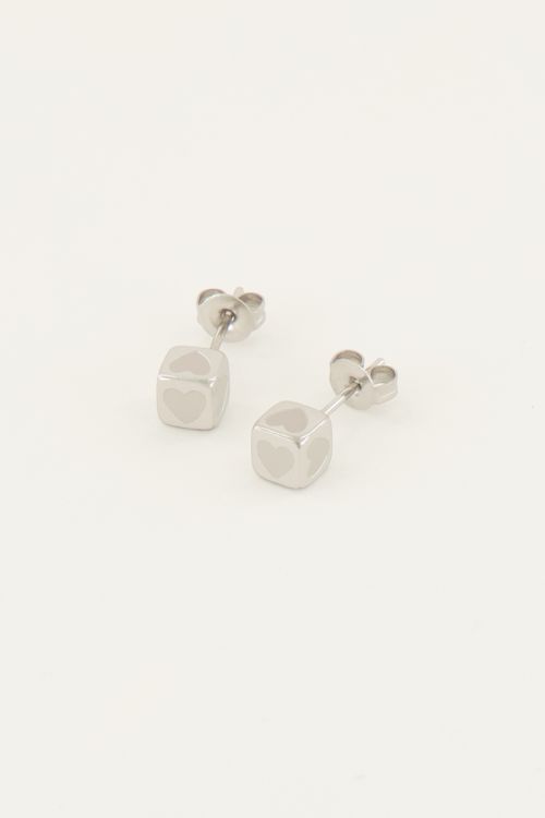 Studs blokje hart | Oorbellen | My Jewellery