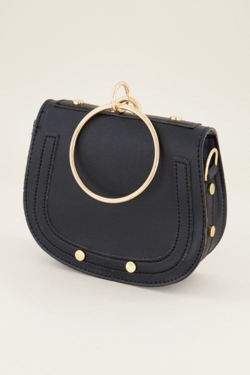 Zwarte tas met ring, heuptasje My Jewellery