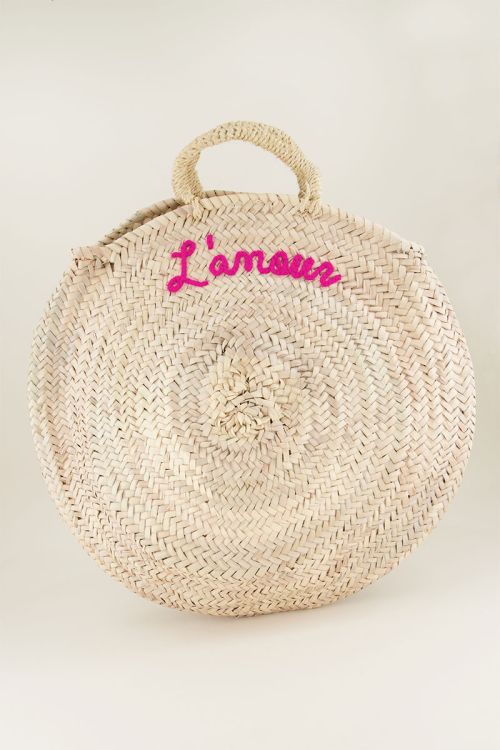 Round Straw Bag L'amour - Pink My jewellery