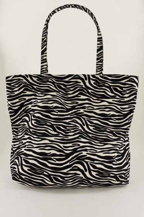 Schwarz-weißer Shopper mit Zebra-Print