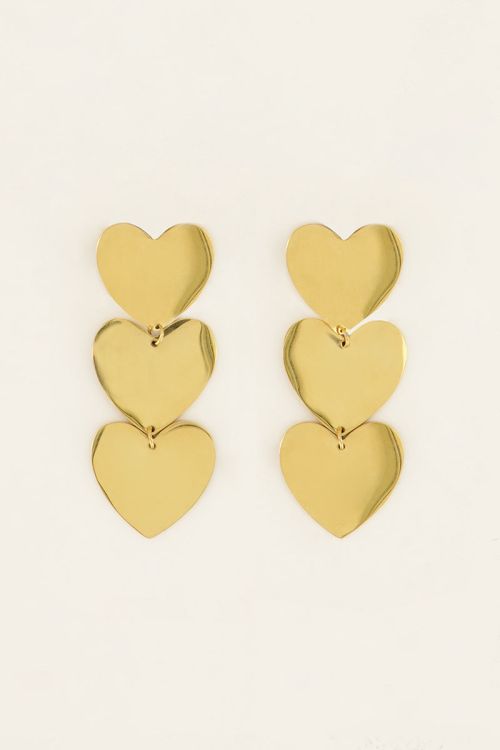 Statement oorhangers met drie hartjes | My Jewellery