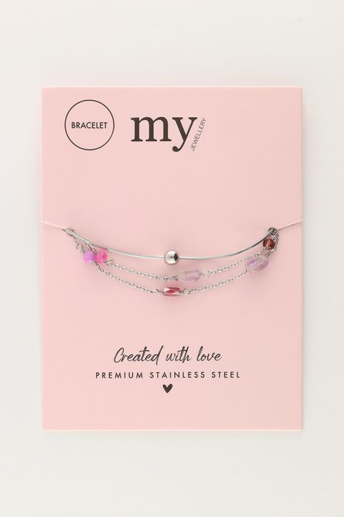 Triple bracelet with pink and purple beads | My Jewellery