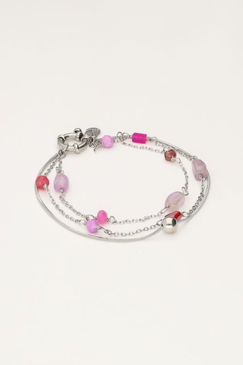 Triple bracelet with pink and purple beads | My Jewellery