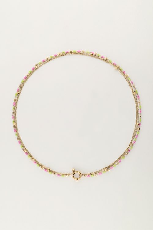 Triple necklace with green & pink beads | My Jewellery