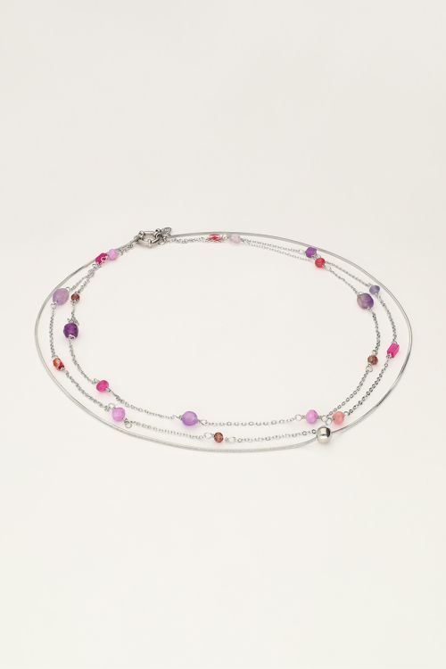 Triple necklace with pink and purple beads | My Jewellery