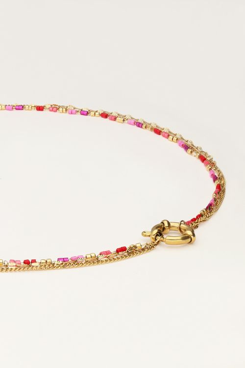 Triple necklace with red and pink beads | My Jewellery