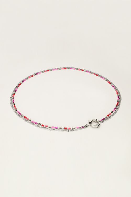 Triple necklace with red and pink beads | My Jewellery