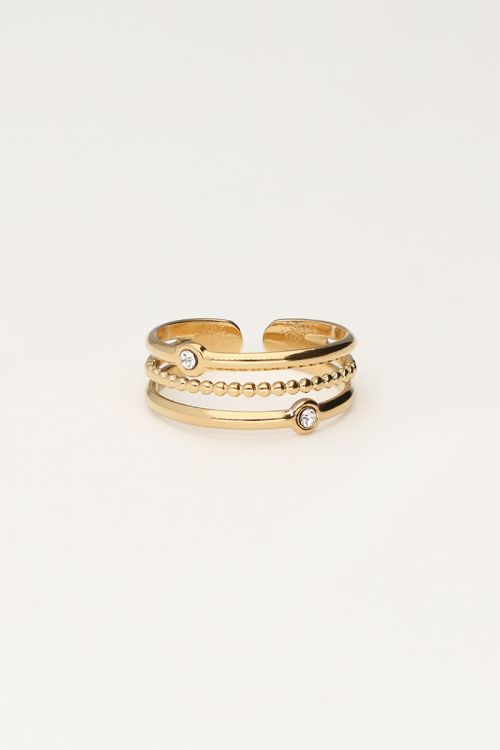 Triple ring with domes & rhinestones | My Jewellery