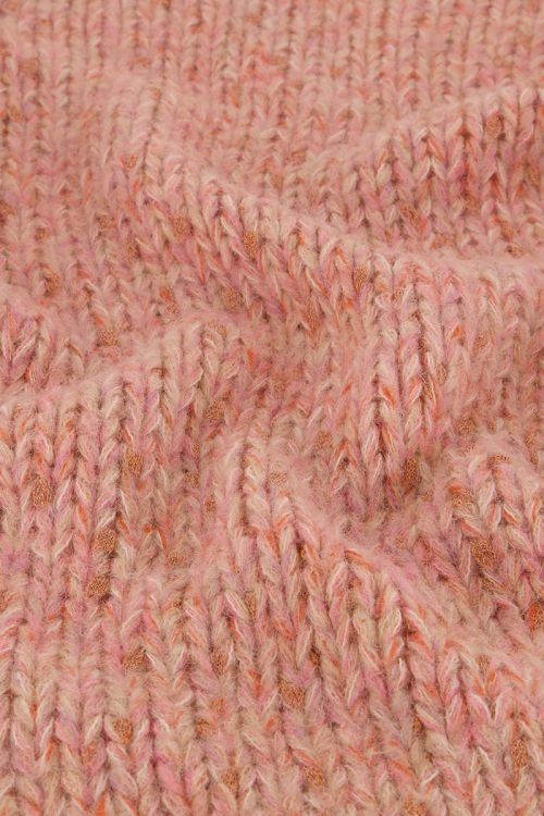 Lichtroze grof gebreid vest met lurex | My Jewellery