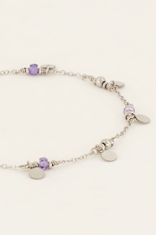 Vintage armband met lila kralen & muntjes | My Jewellery