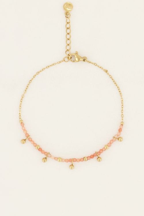 Vintage armband met oranje kralen & bolletjes