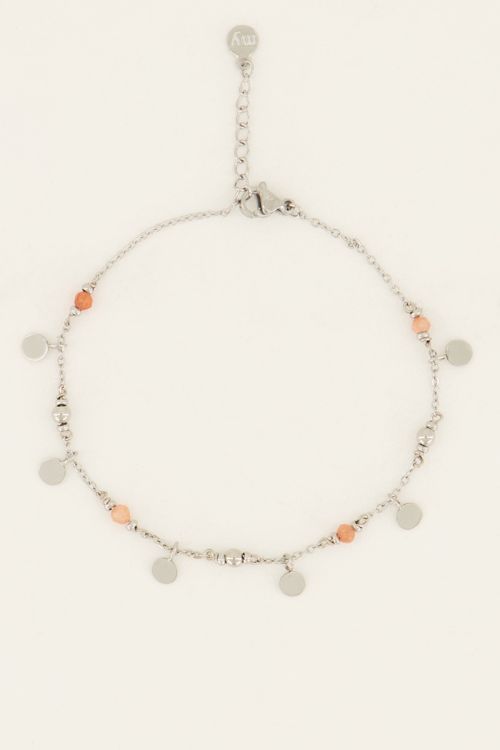 Vintage-Armband mit orangefarbenen Perlen und Münzen