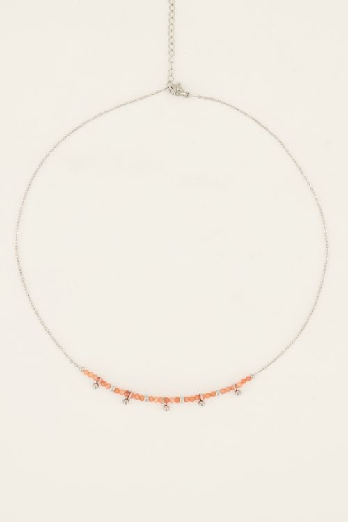 Vintage ketting met oranje kralen & bolletjes