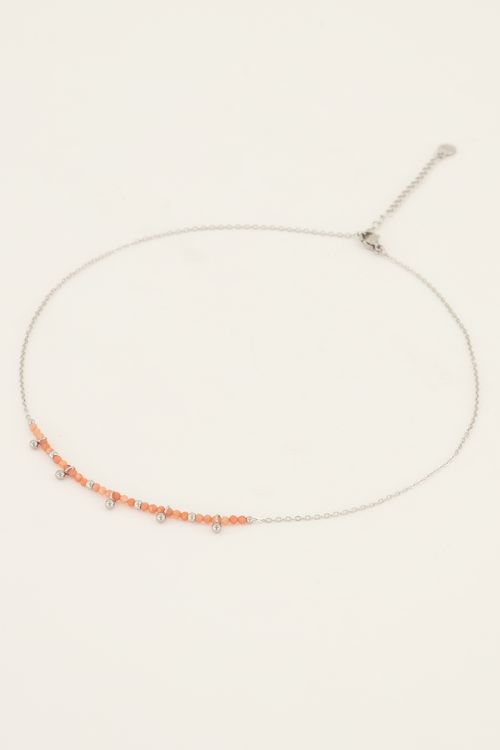 Vintage ketting met oranje kralen & bolletjes