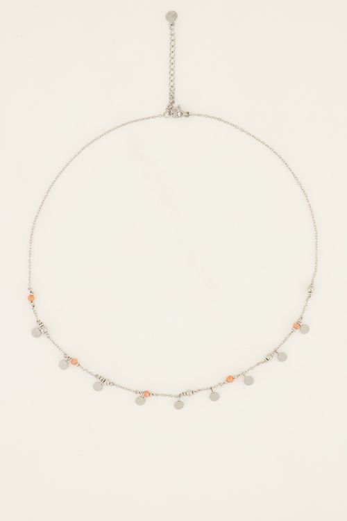 Vintage ketting met oranje kralen & muntjes