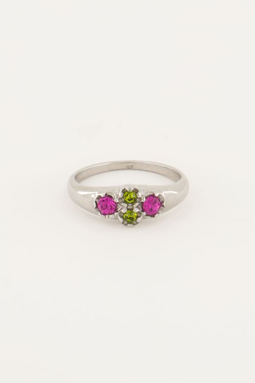 Vintage cluster ring groen kristal